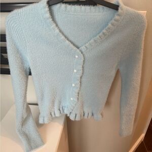 SHEIN Soft Blue Knit Cardigan